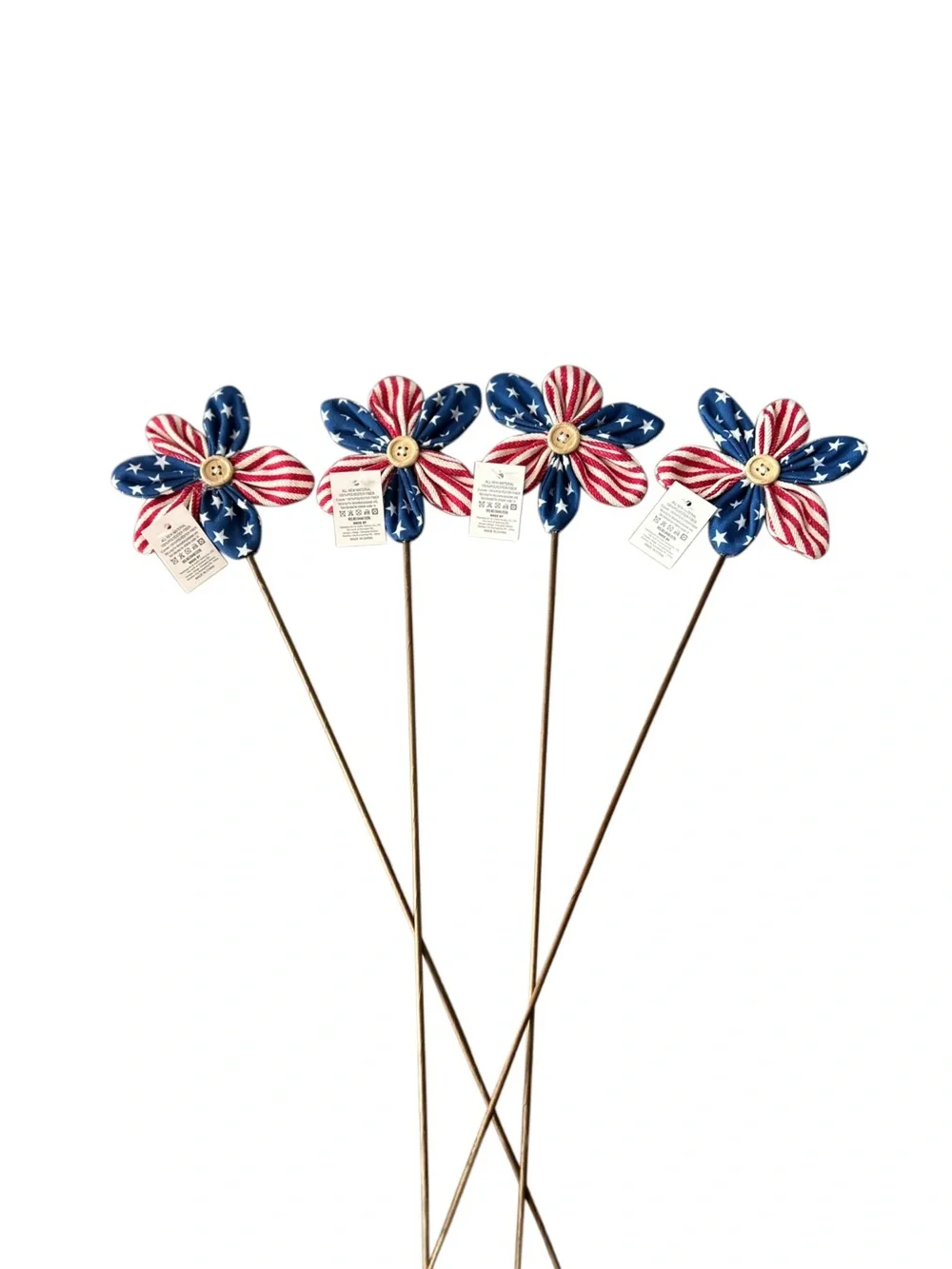 NWT Rae Dunn Patriotic Fabric Flowers Set 4th of July Decor